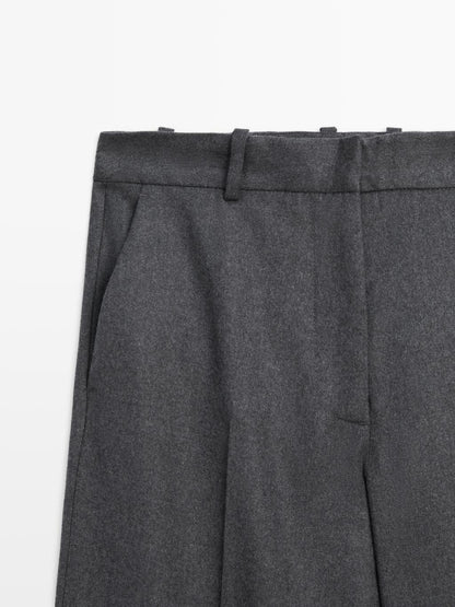 100% wool flannel suit trousers