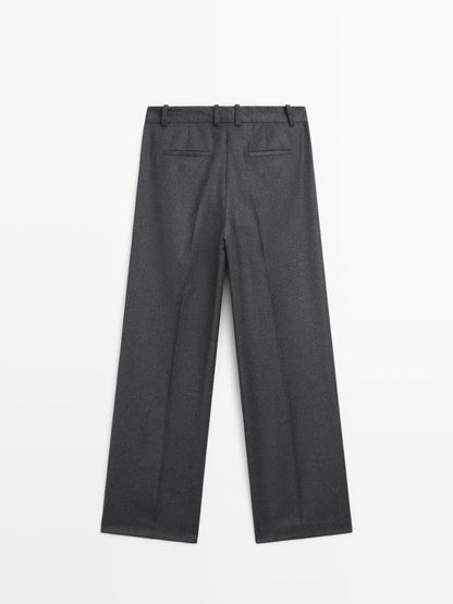 100% wool flannel suit trousers