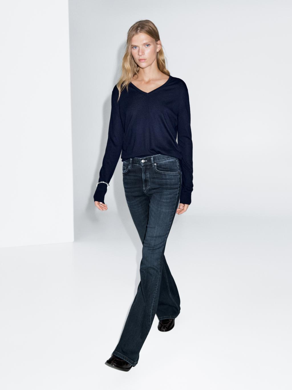 High waist flare fit skinny jeans