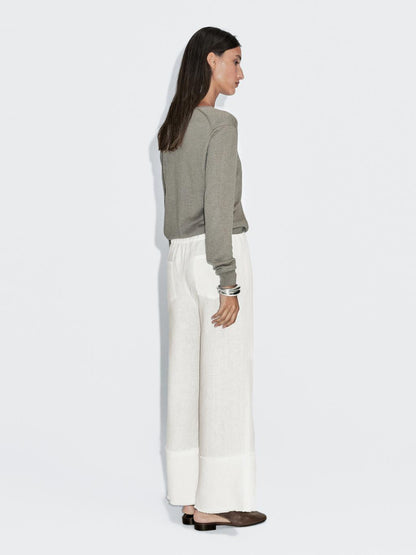 100% linen trousers with frayed detail