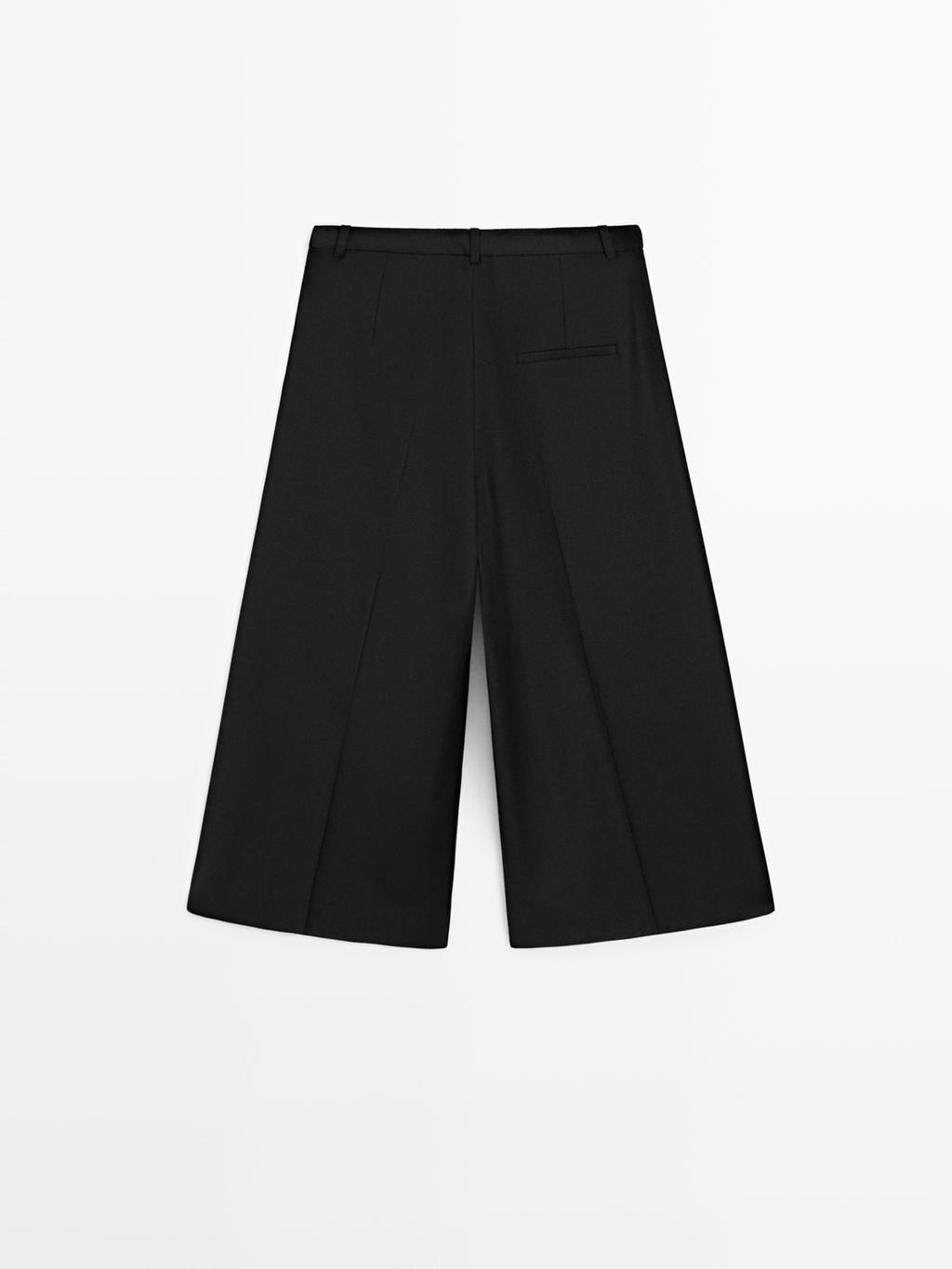 Long flannel Bermuda shorts with darts