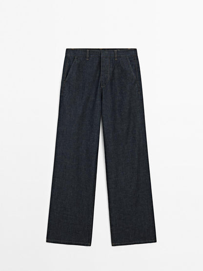 High-waist loose straight-leg jeans