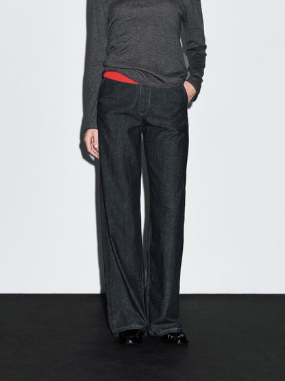 High-waist loose straight-leg jeans