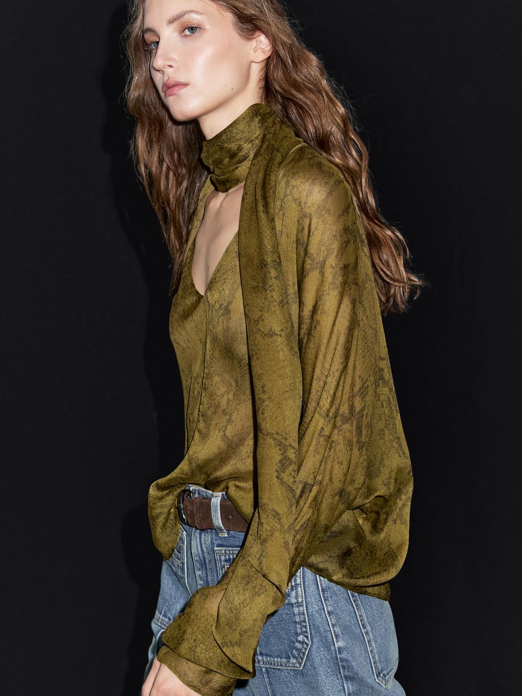 Flowing animal print blouse