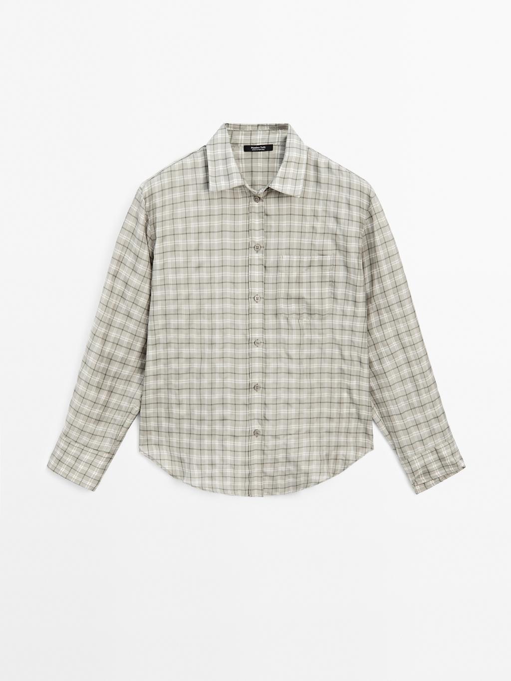 Flowing 100% cupro check shirt