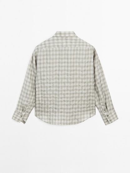 Flowing 100% cupro check shirt