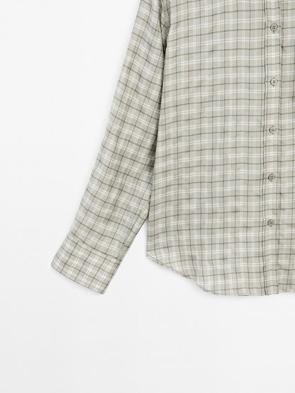Flowing 100% cupro check shirt