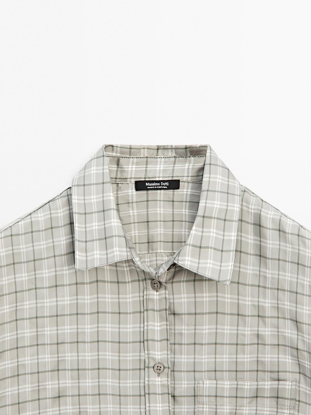 Flowing 100% cupro check shirt