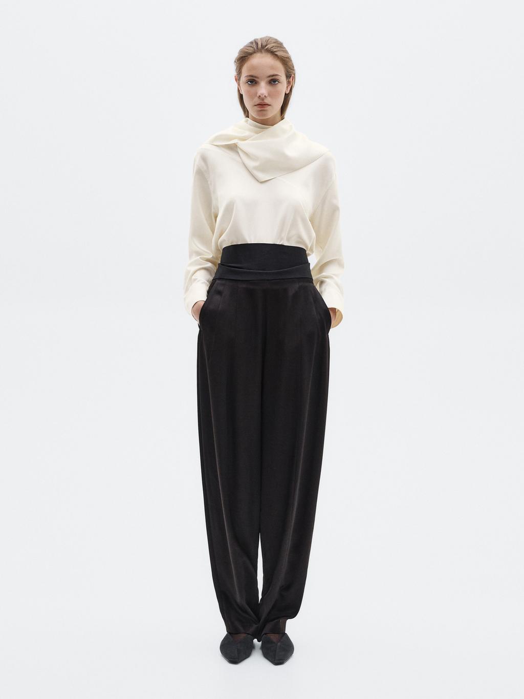 Silk blend blouse with tie detail - LIMITED