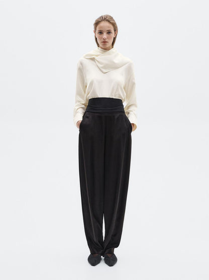 Silk blend blouse with tie detail - LIMITED