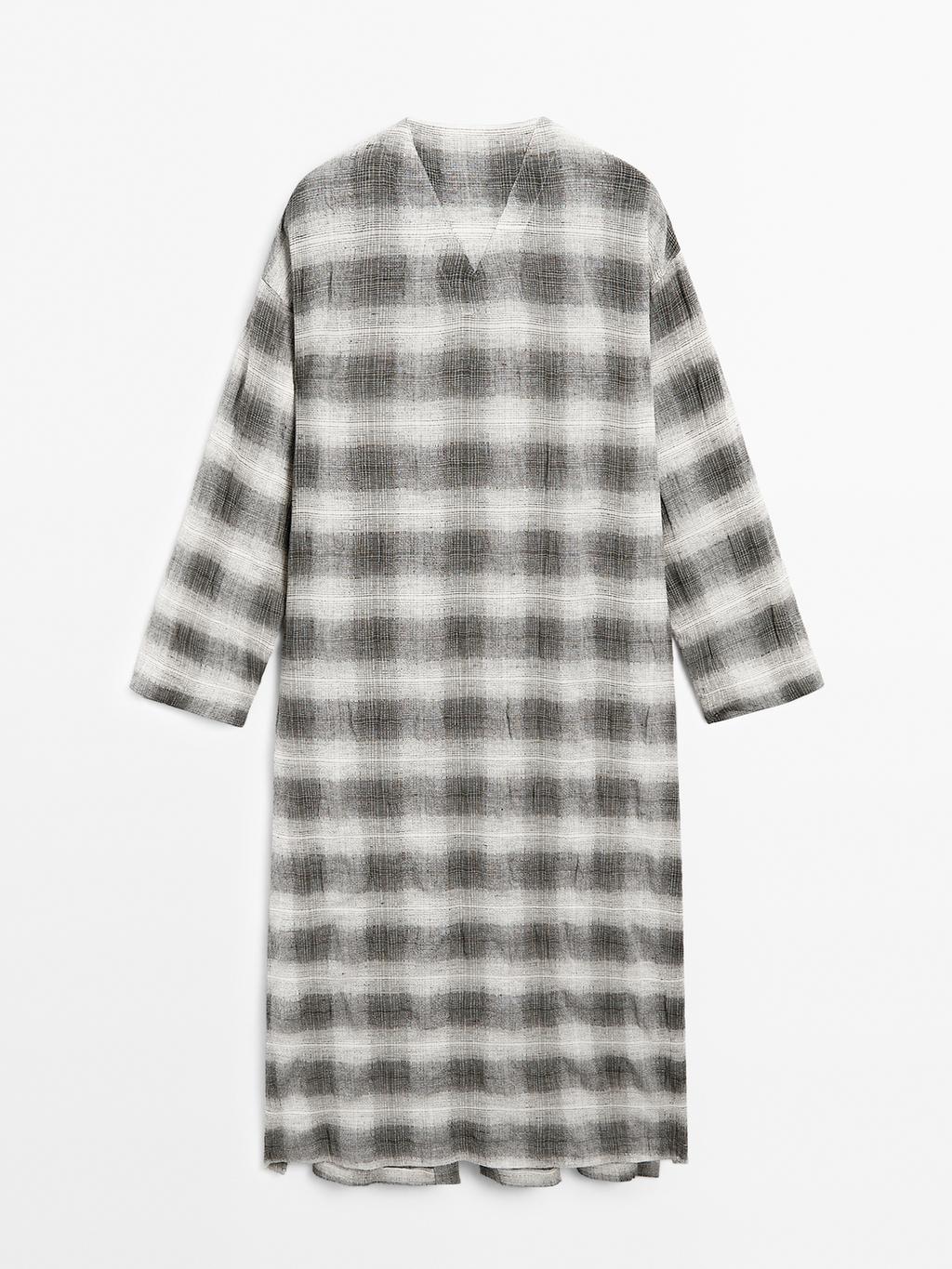 Long check tunic dress