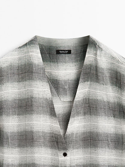 Long check tunic dress