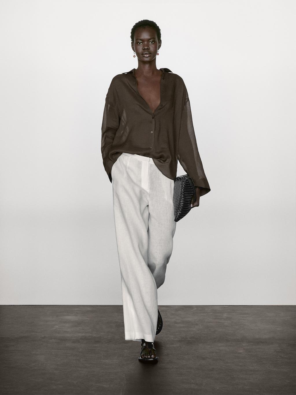 Flowing ramie blend shirt