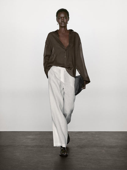 Flowing ramie blend shirt