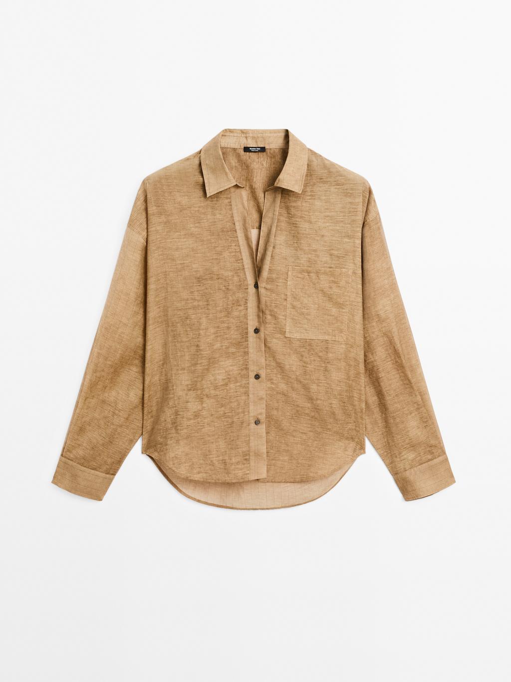 Striped cotton blend shirt