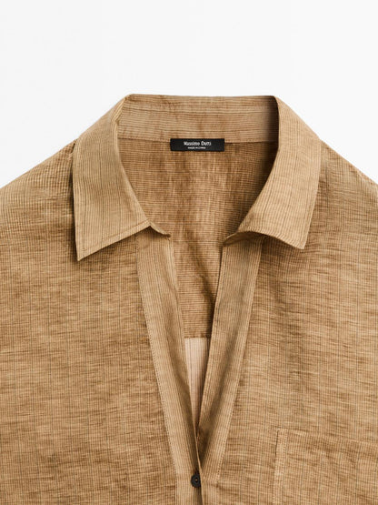 Striped cotton blend shirt