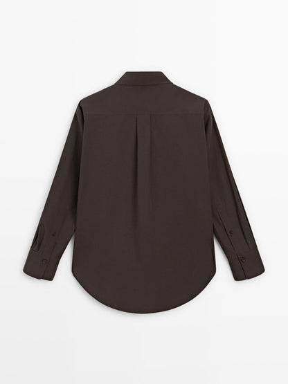 Long 100% cotton poplin shirt