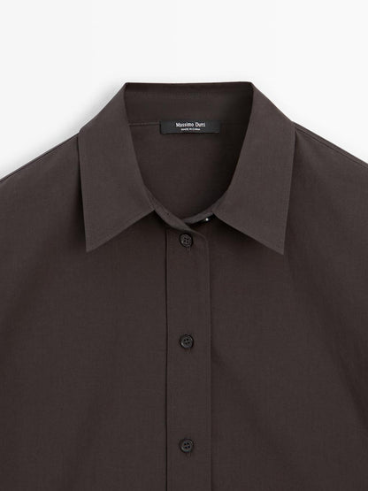 Long 100% cotton poplin shirt
