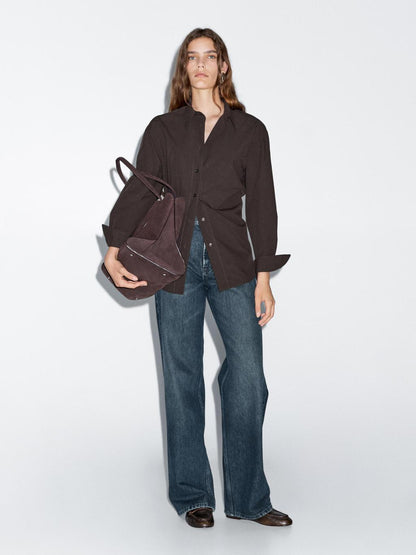 Long 100% cotton poplin shirt