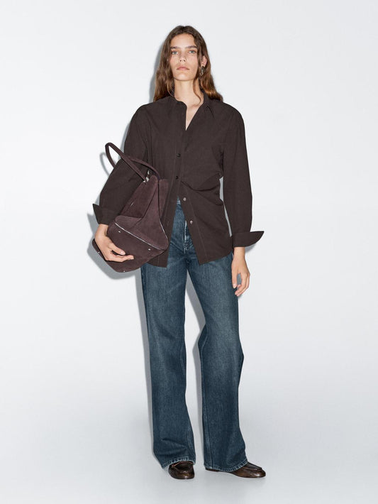 Long 100% cotton poplin shirt