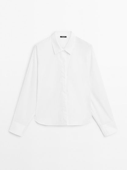 Loose-fitting 100% cotton poplin shirt