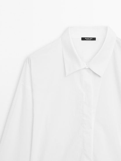 Loose-fitting 100% cotton poplin shirt