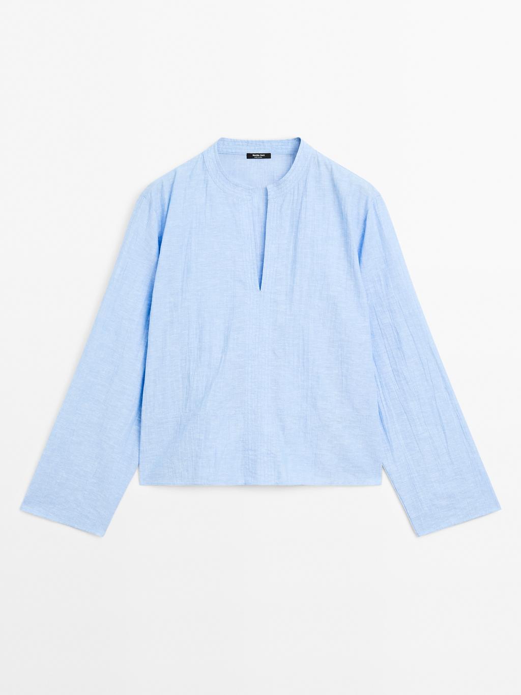 Linen blend blouse with seam details