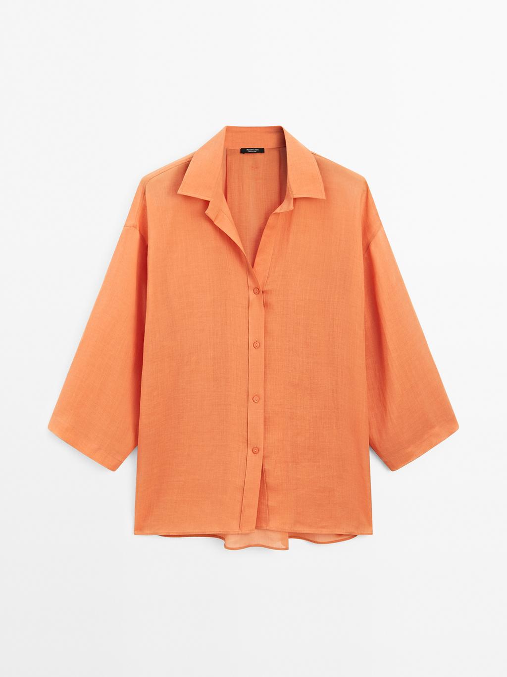 Oversize ramie blend shirt
