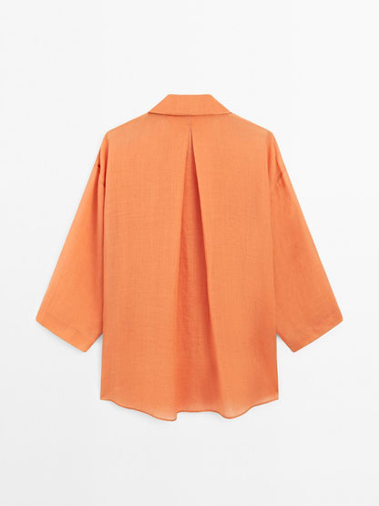 Oversize ramie blend shirt