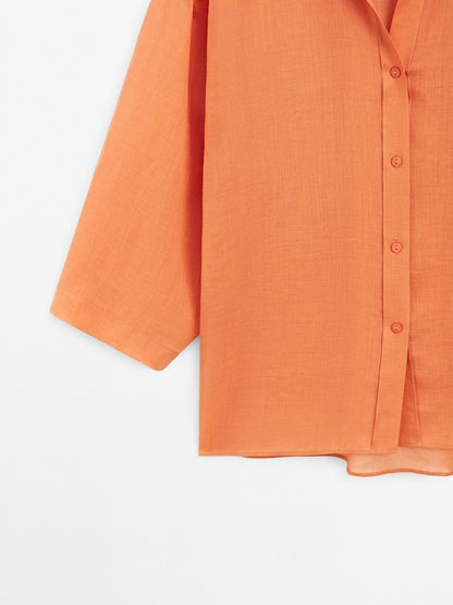 Oversize ramie blend shirt