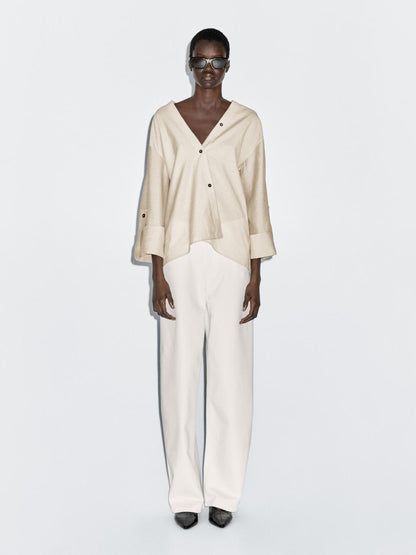 Shirt with rolled-up sleeves