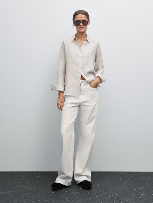 Pinstriped flowing linen shirt