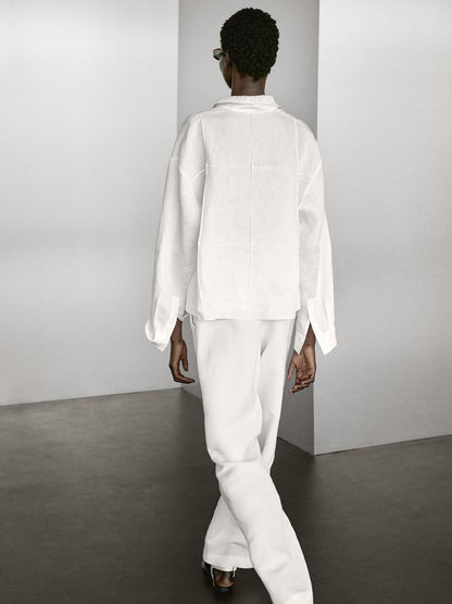 100% linen shirt with embroidered detail