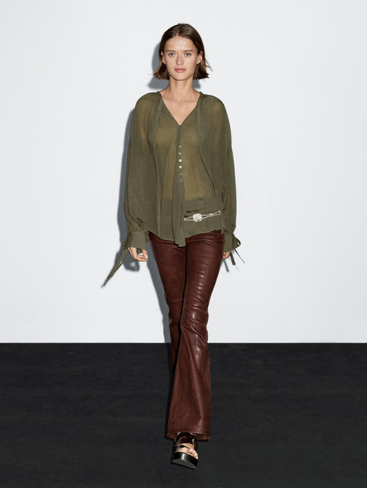 Cape blouse with ties