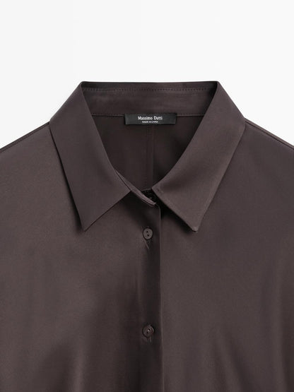 Satin shirt with batwing sleeves