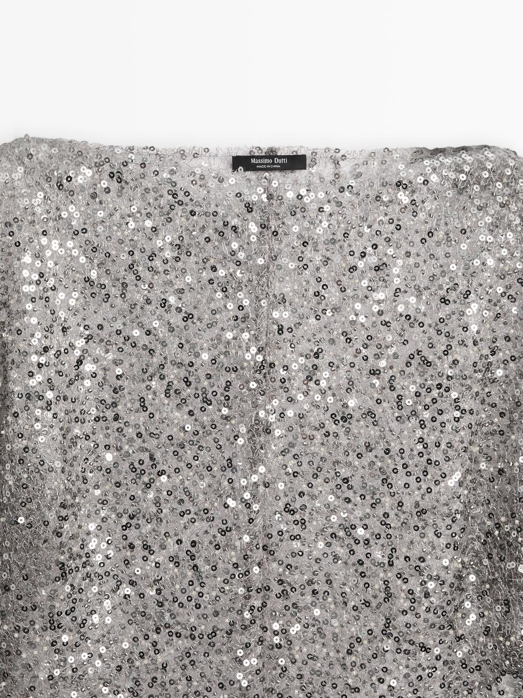 Sequinned blouse with cowl neck