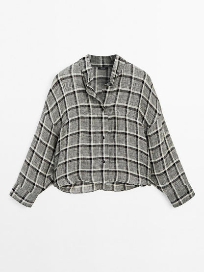 100% linen check shirt