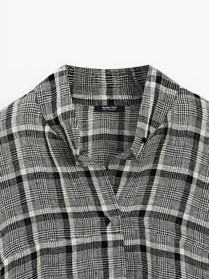 100% linen check shirt
