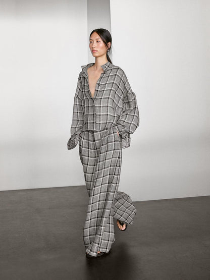 100% linen check shirt