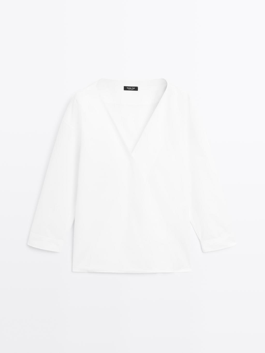 100% cotton surplice blouse