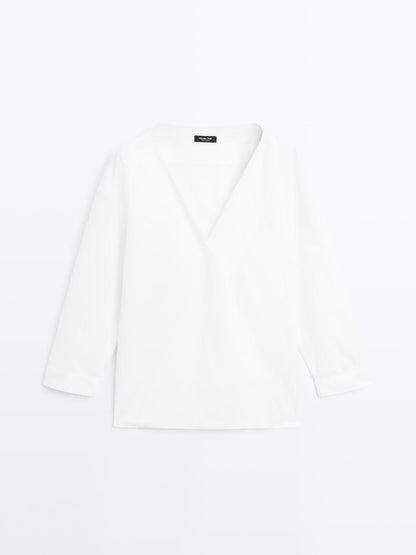 100% cotton surplice blouse