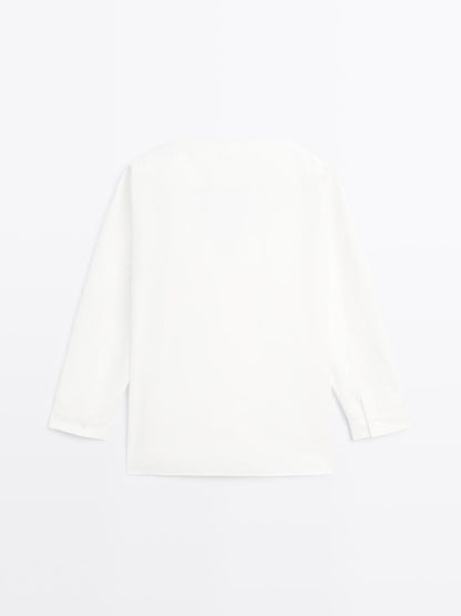 100% cotton surplice blouse