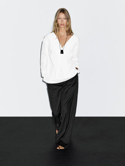 100% cotton surplice blouse