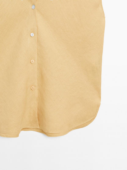 100% linen flowing blouse with open neck