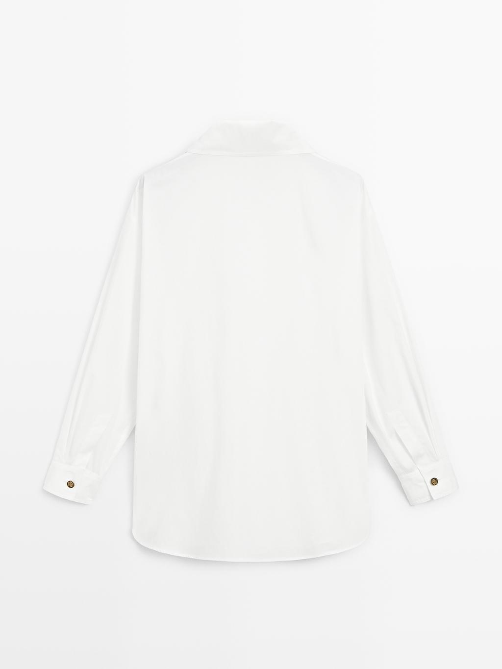 Poplin shirt with golden buttons