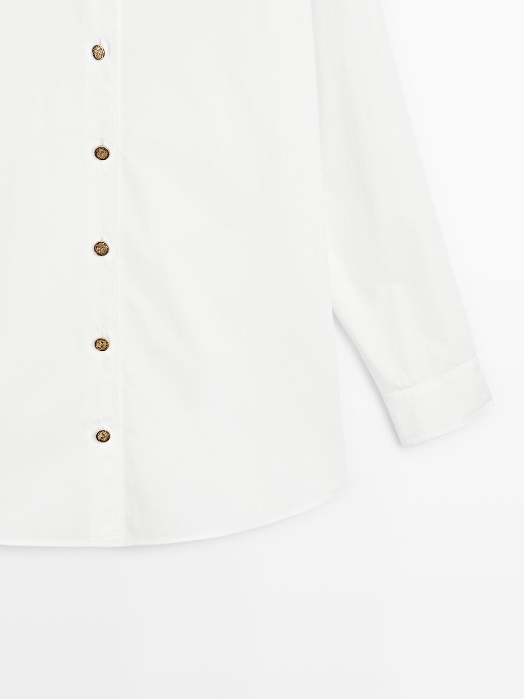 Poplin shirt with golden buttons