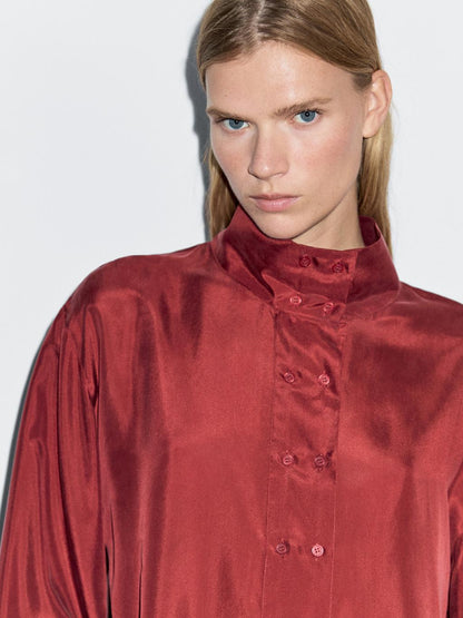 100% silk shirt with button details