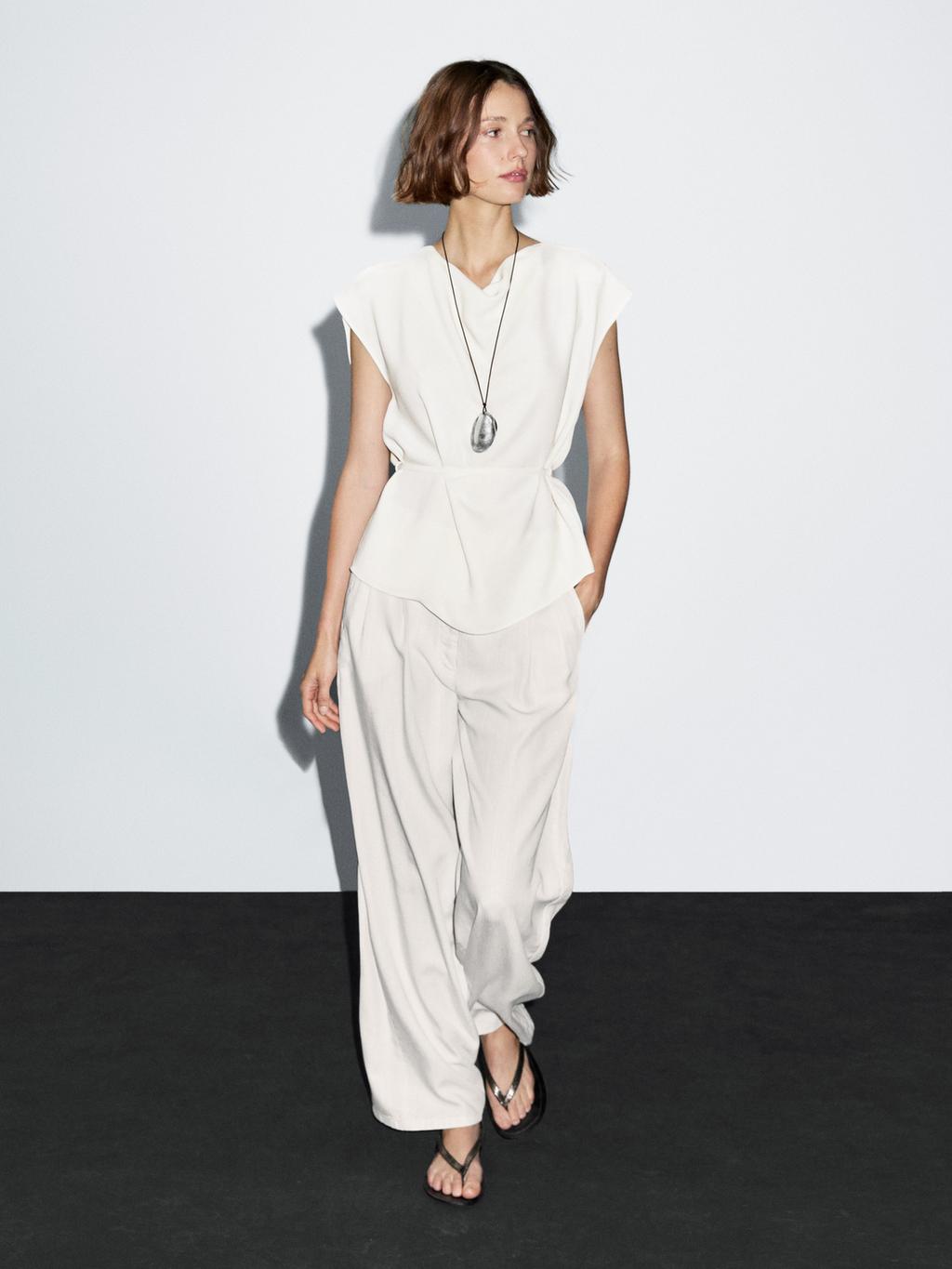 Crepe top with cowl neckline