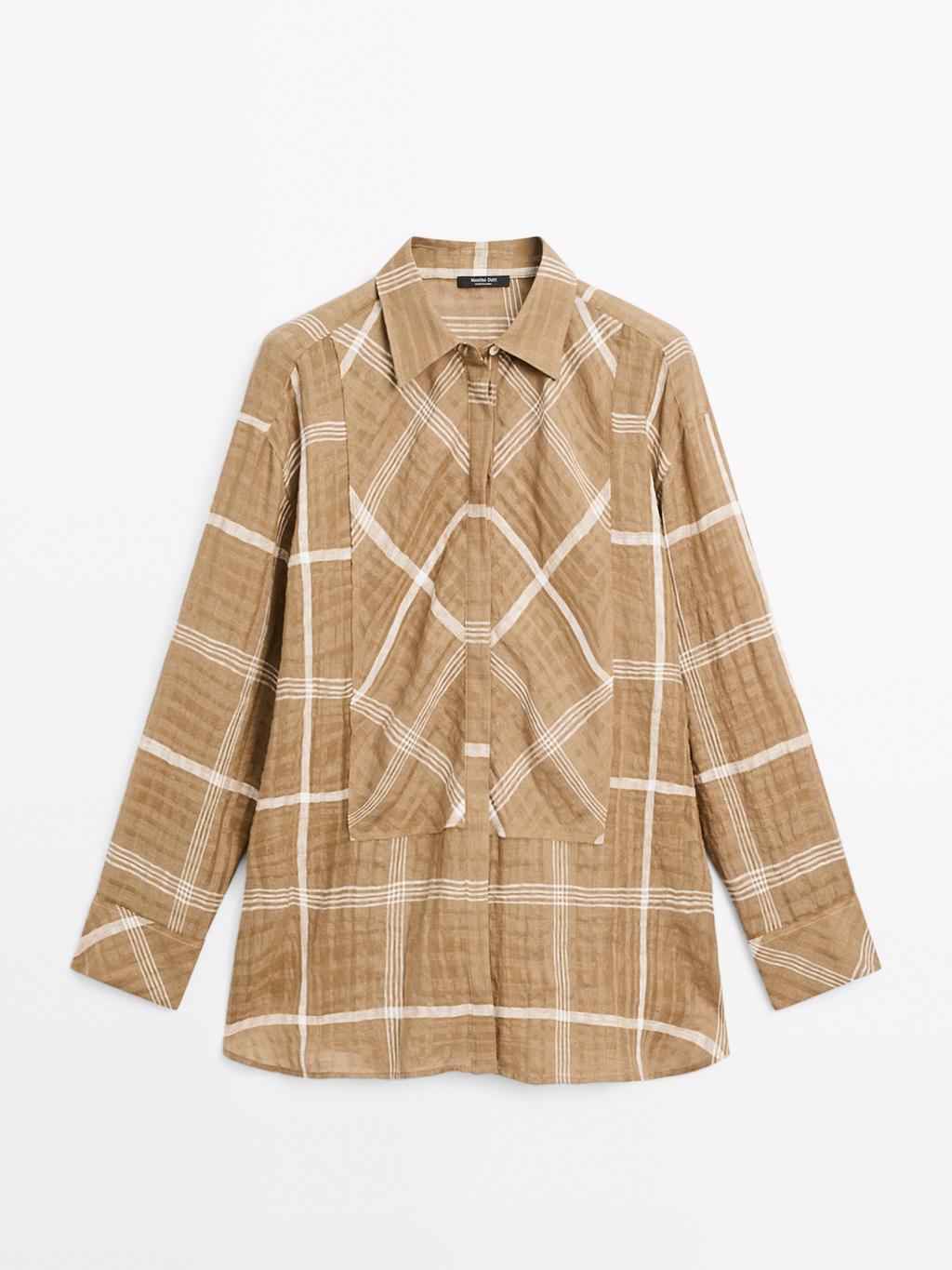 Flowing linen blend check shirt