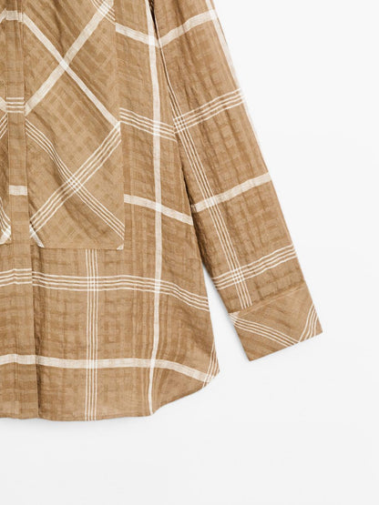 Flowing linen blend check shirt